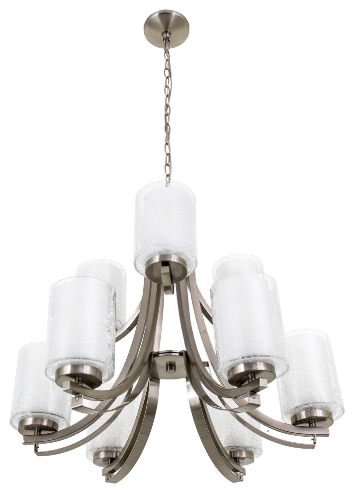 Modern Classic 9-Light Chandelier, Satin Nickel