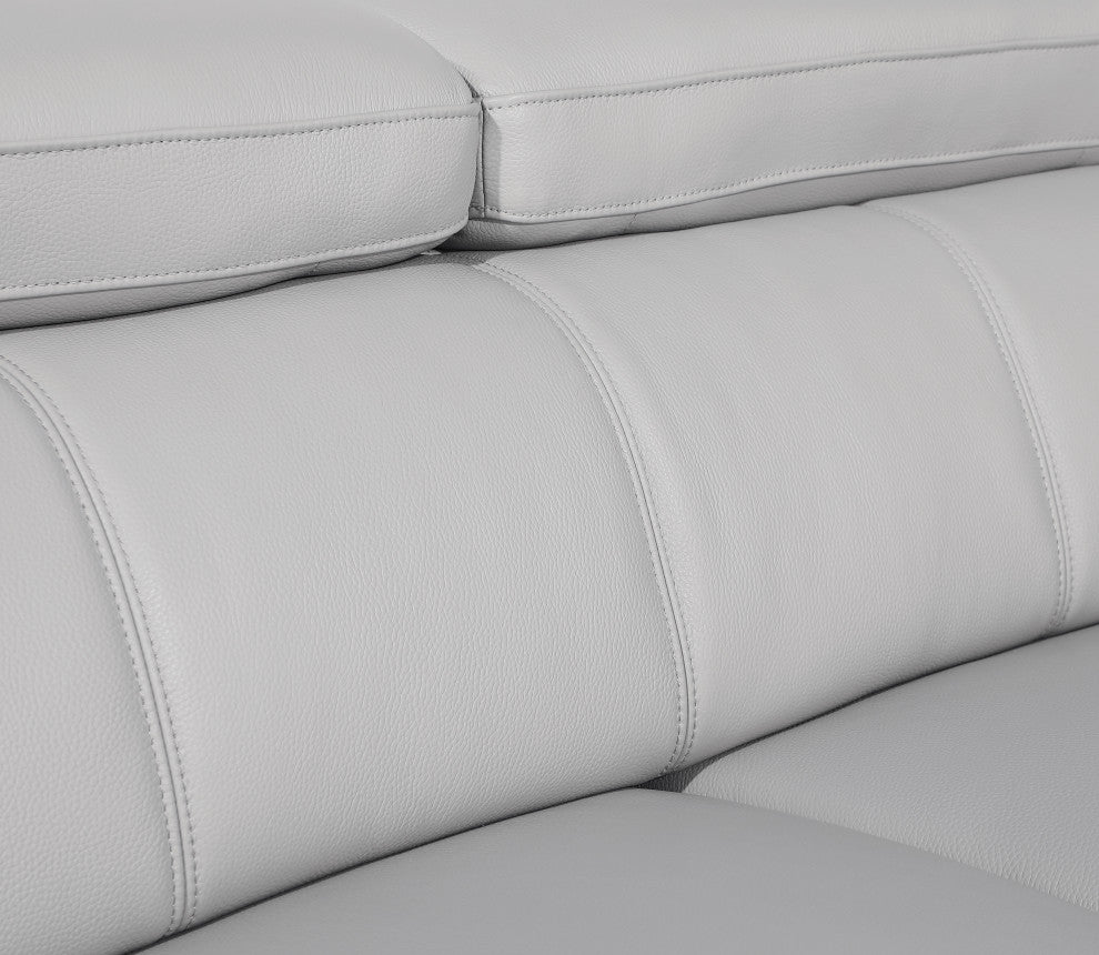 Milan Contemporary Genuine Italian Leather Loveseat Light Gray