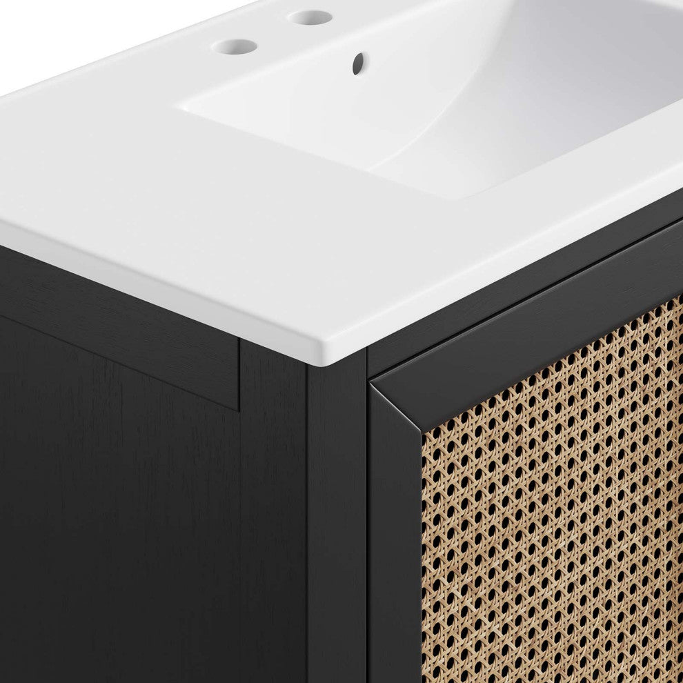 Dixie 36" Solid Wood Bathroom Vanity Cabinet, Black White