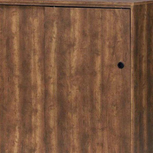 Wooden Shoe Cabinet with 2 Sliding Doors and Splayed Legs, Oak Brown