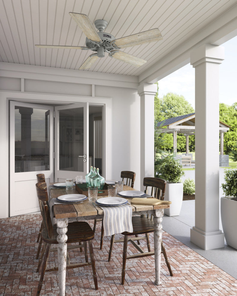 Hunter 52" Hunter Original Matte Silver Damp Rated Ceiling Fan and Pull Chain