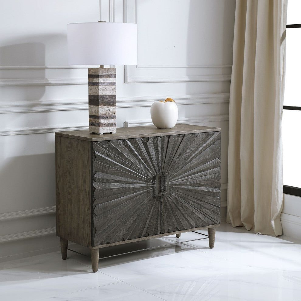 Uttermost Shield Gray Oak 2 Door Cabinet 25085