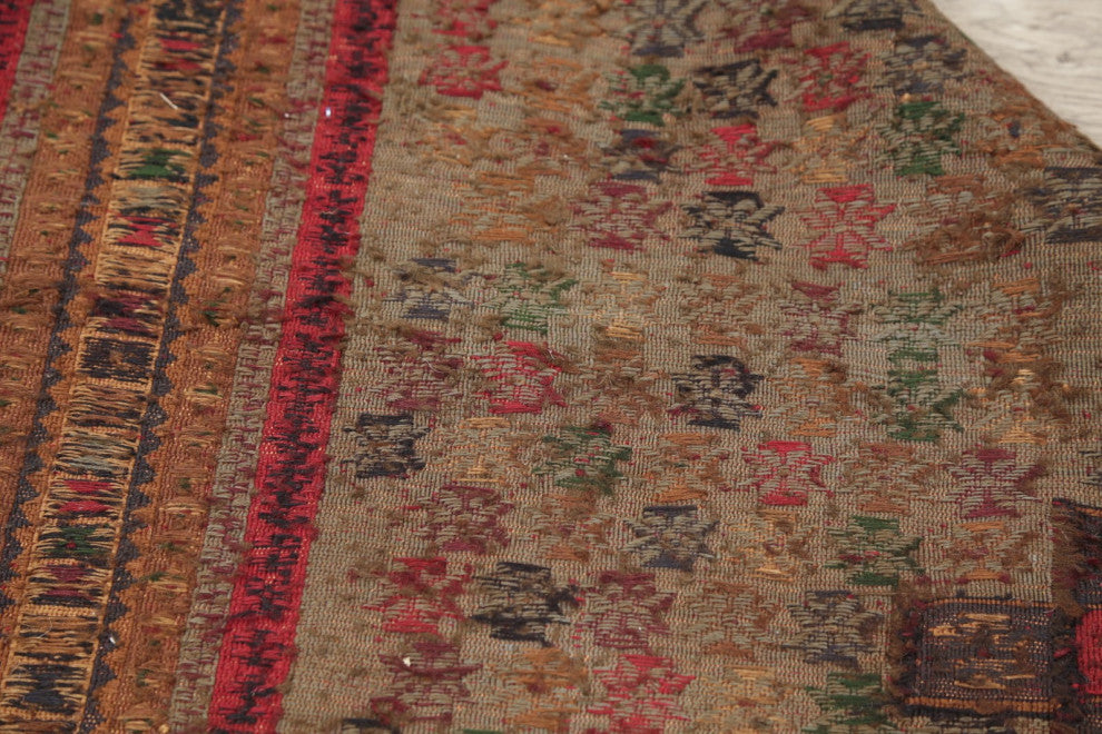 Kilim Oriental Traditional Hand-Woven Persian Area Rug, Green, 5'5"x4'1