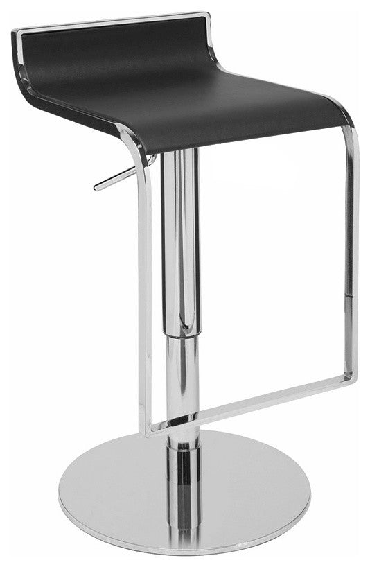 Vogue Leather Adjustable Bar Stool, Black