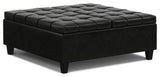 Harrison Large Square Coffee Table Storage Ottoman, Midnight Black