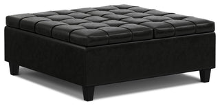 Harrison Large Square Coffee Table Storage Ottoman, Midnight Black