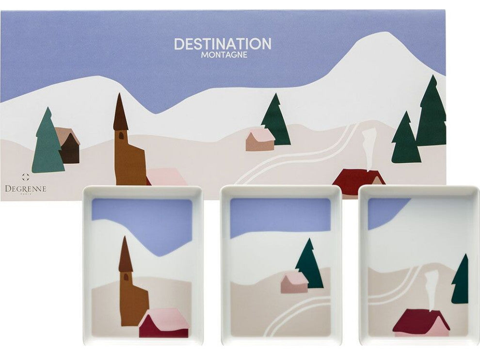 Degrenne Destination Mer Gift Box Of 3 Rectangular Shared Plate 16x12 CM