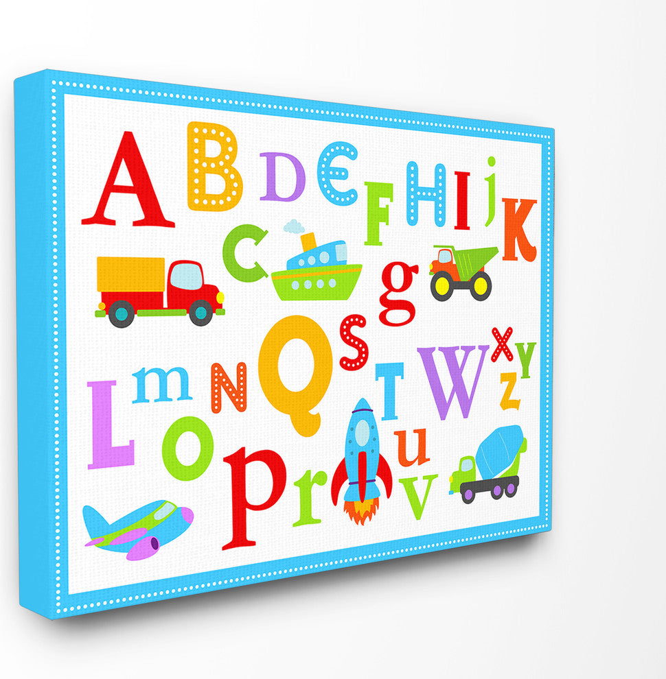 Rainbow Alphabet Transportation Icons Oversized Canvas, 24"x1.5"x30"