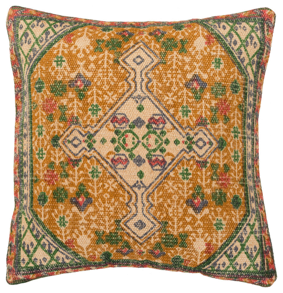 Surya Shadi SD-008 22"x22" Pillow Kit, Mustard/Green/Blue/Rose/Khaki