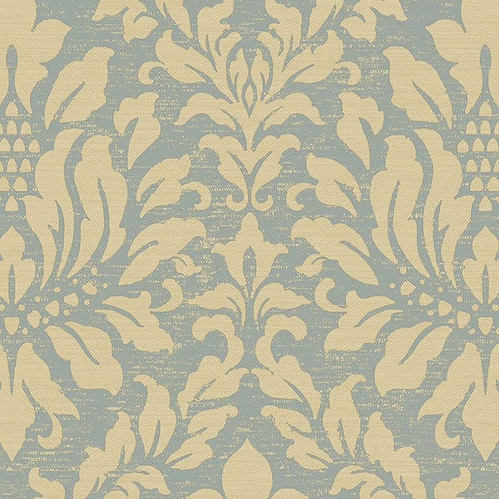 Stripes And Damasks, Classic Damask Stripes Cream, Blue Wallpaper Sample