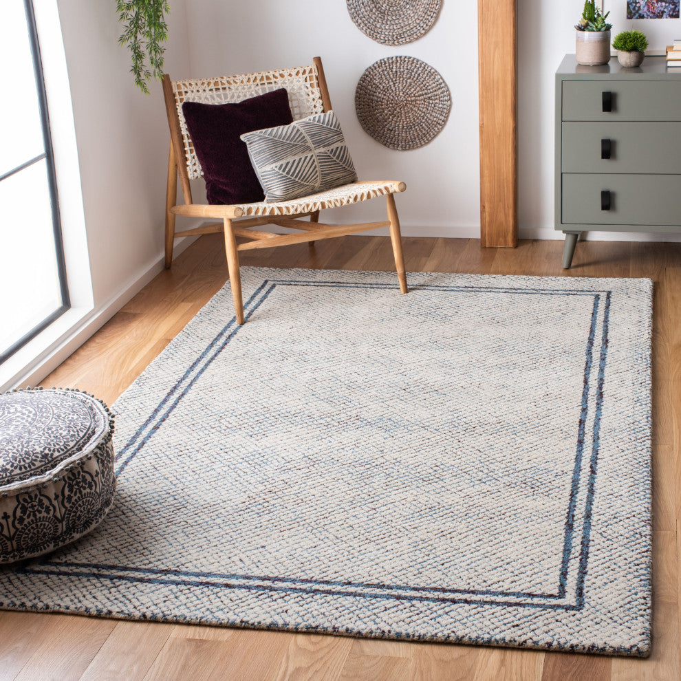 Safavieh Couture Abstract Collection, ABT341 Rug, Ivory/Navy, 10'x14'