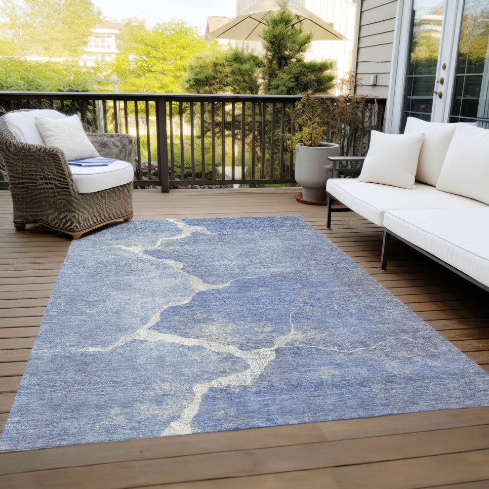 Machine Washable Indoor/Outdoor Chantille ACN1889 Denim 9' x 12' Rug