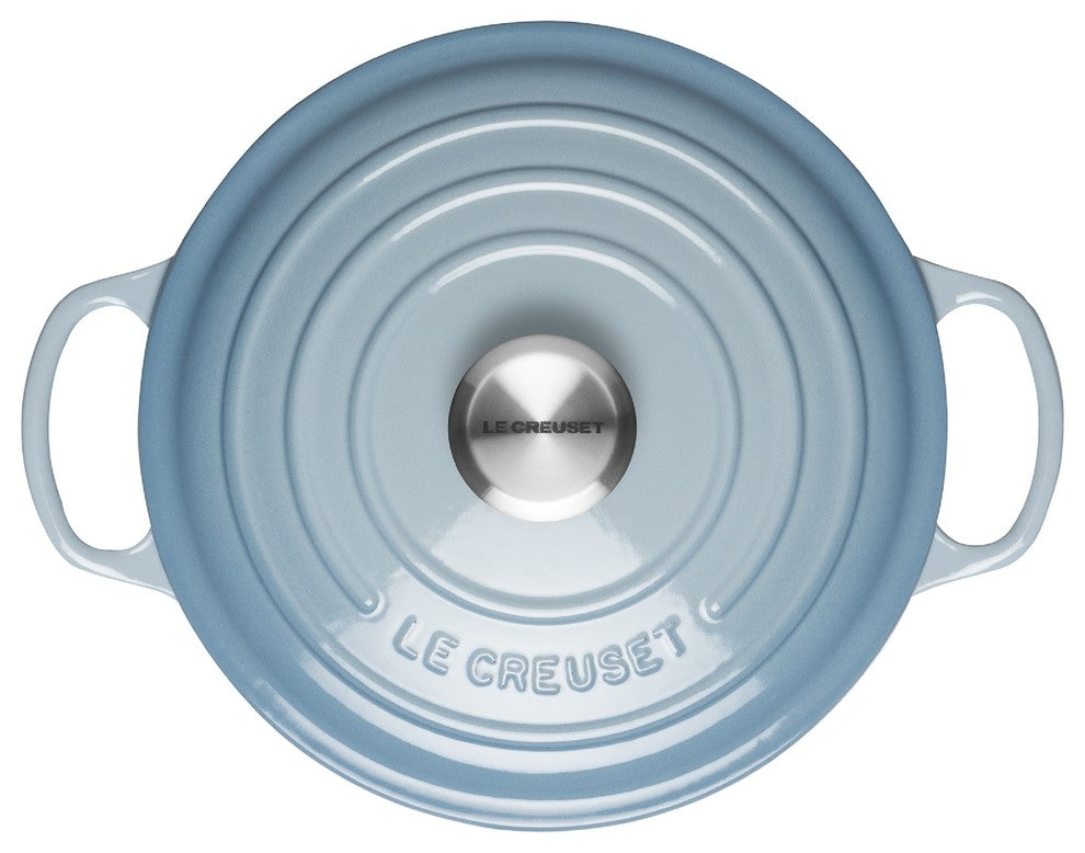 Le Creuset Signature Cast Iron Round Casserole, 26 cm, Coastal Blue