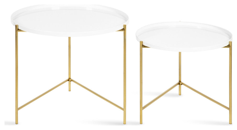 Ulani Coffee Table Set, White/Gold 2 Piece
