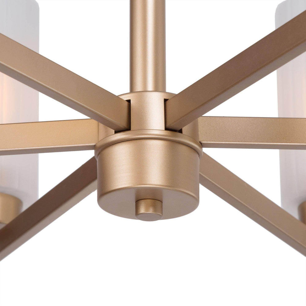 LNC 6-Light Gold Modern Frosted Glass Chandelier, Candle-Style