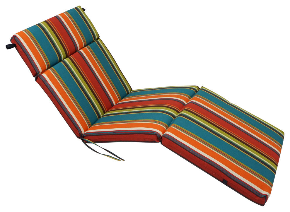72"X24" Patterned Polyester Outdoor Chaise Lounge Cushion, Westport Teal