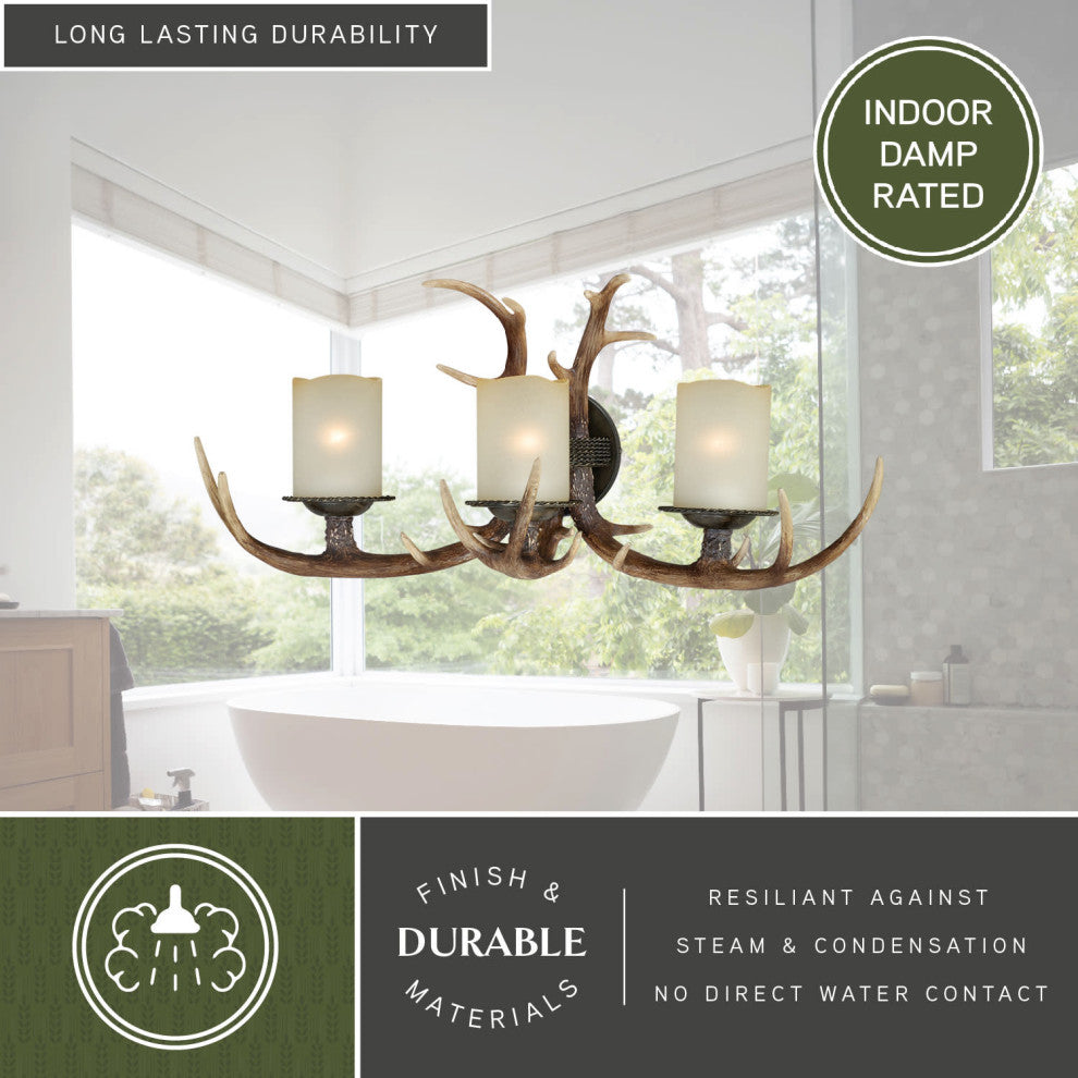 Yoho 3-Light Antler Vanity Black Walnut