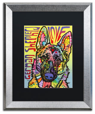 Dean Russo 'German Shepherd Luv' Art, Silver Frame, Black Matte, 20"x16"