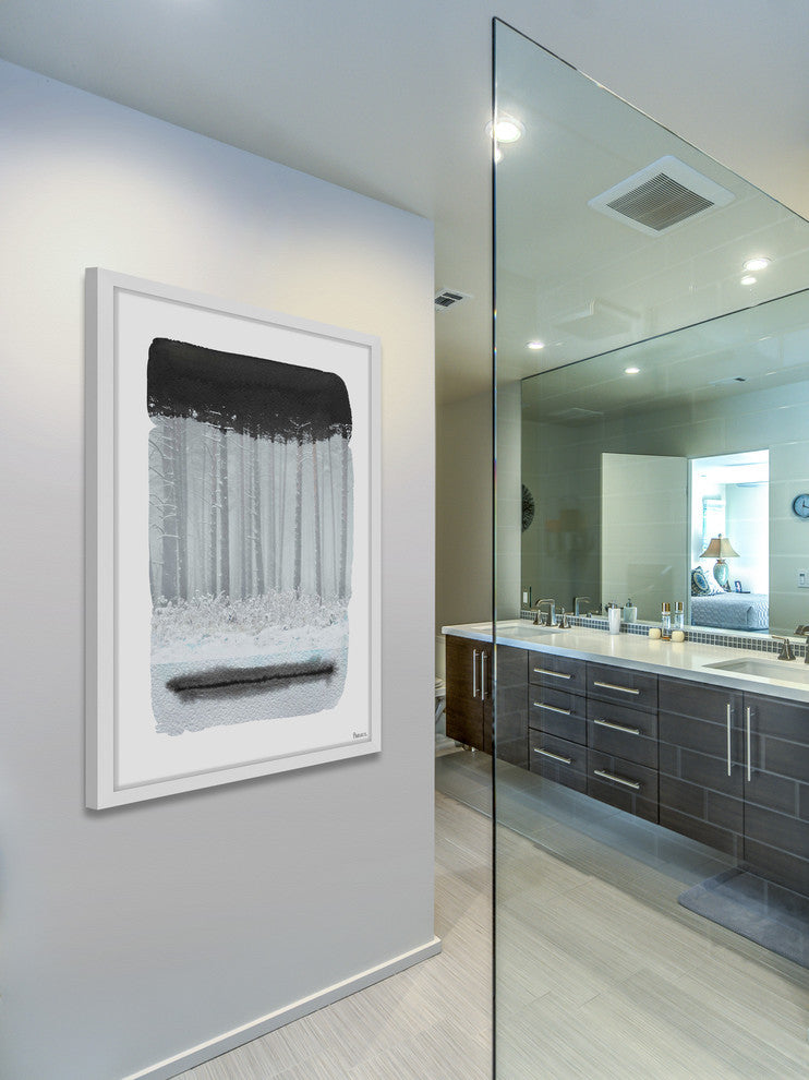 "Dripping White" Framed Painting Print, 16"x24"
