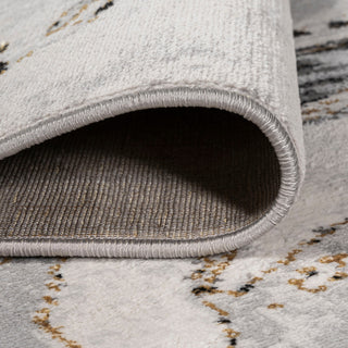 Swirl Marbled Abstract Area Rug, Gray/Black, 3 X 5
