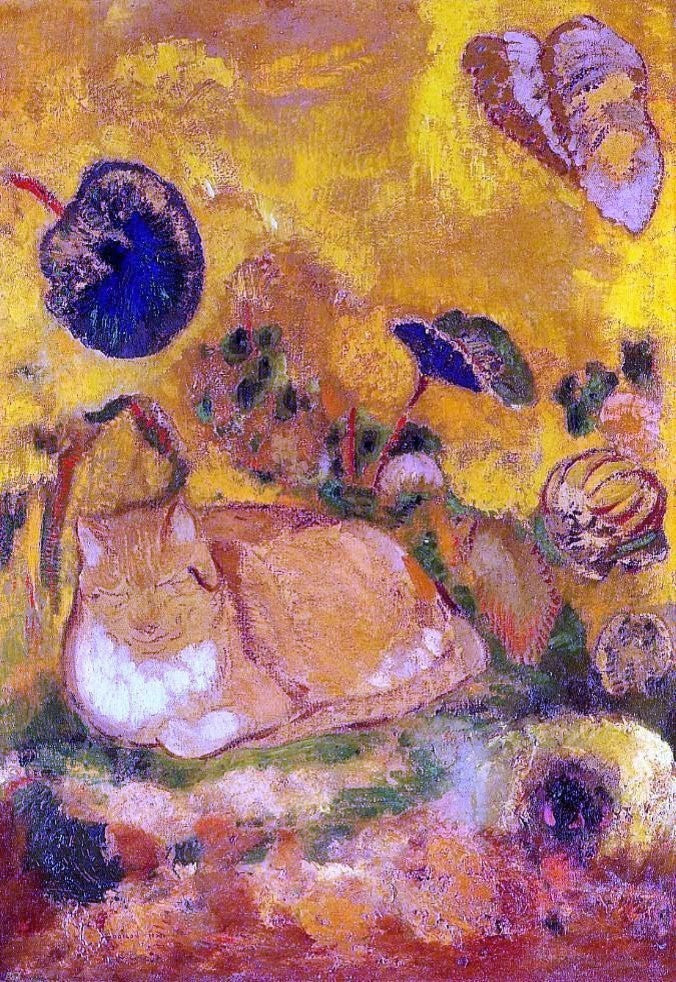 Odilon Redon Bazon, the Artist's Cat - 18" x 27" Premium Canvas Print