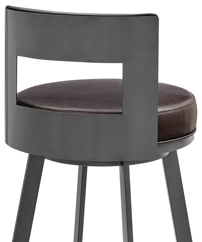 Flynn Swivel Counter or Bar Stool in Faux Leather and Metal