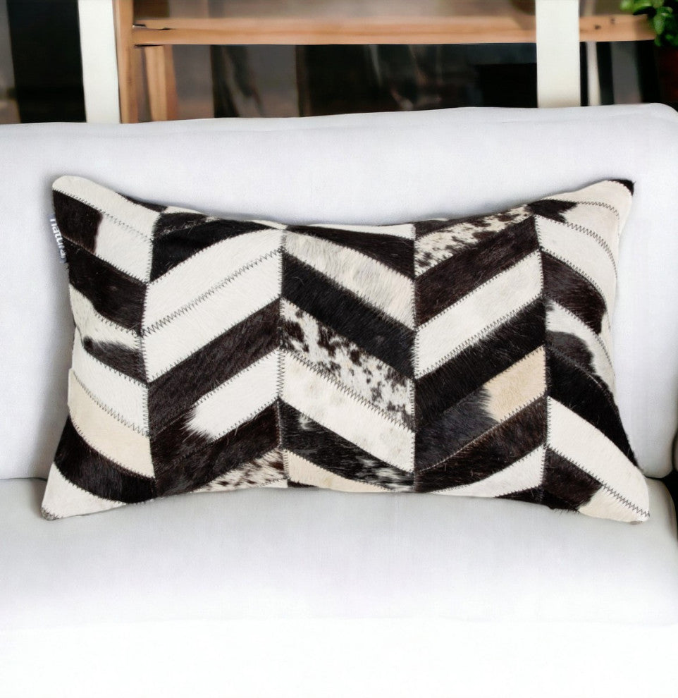 HomeRoots 12" x 20" x 5" Black And Natural Pillow