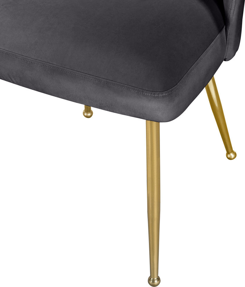 Logan Velvet Dining Chairs With Brushed Gold Legs (Set of 2), Gray