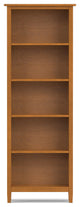 Warm Shaker Solid Wood 5 Shelf Bookcase, Light Golden Brown
