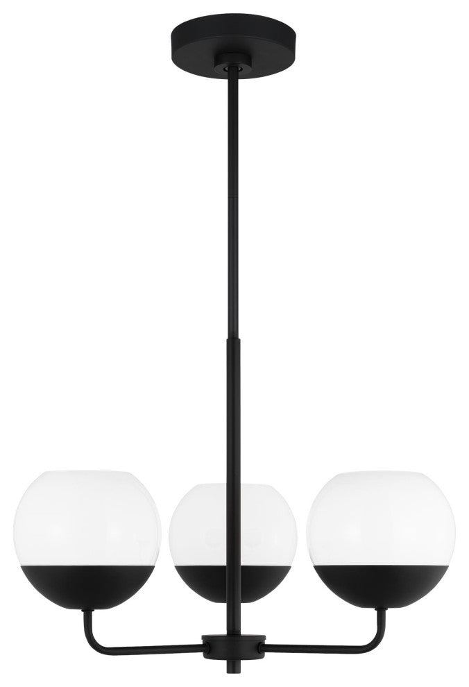 Alvin Three Light Chandelier, Midnight Black