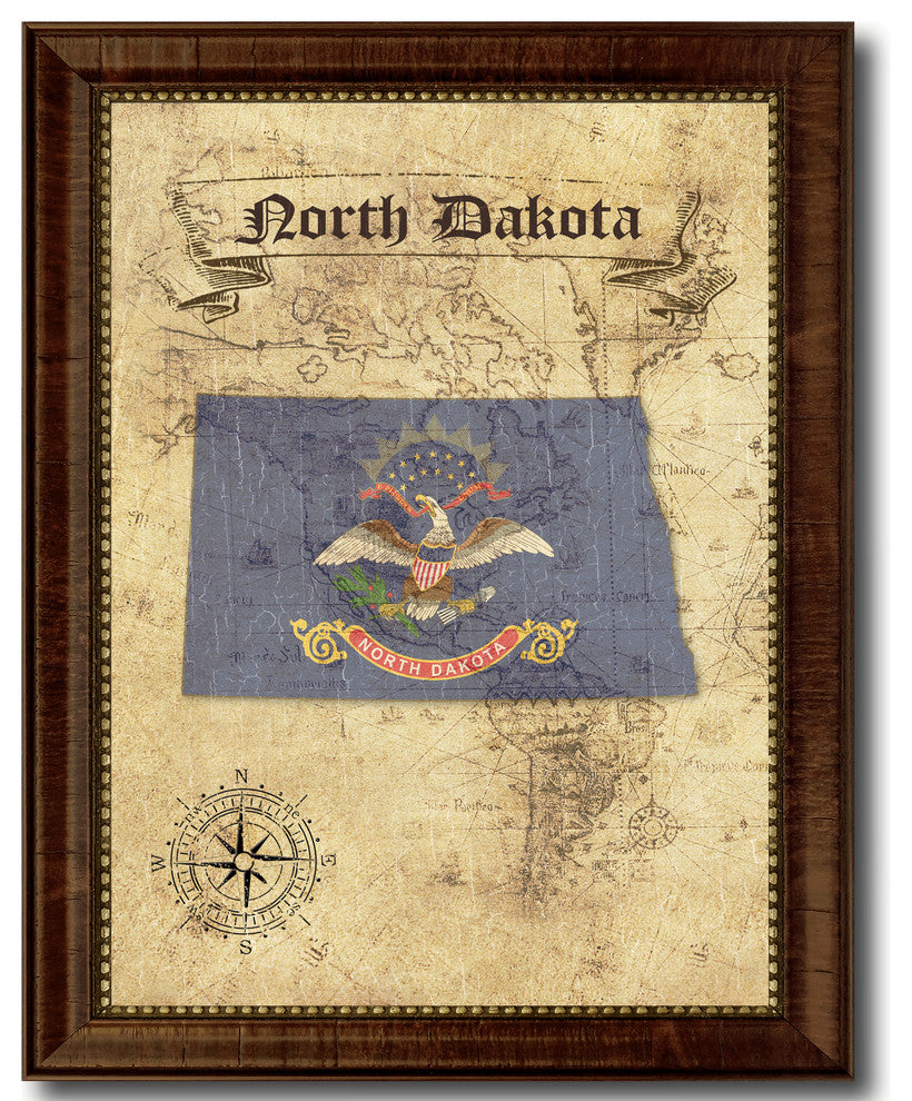 North Dakota State Vintage Map, 18"x23"