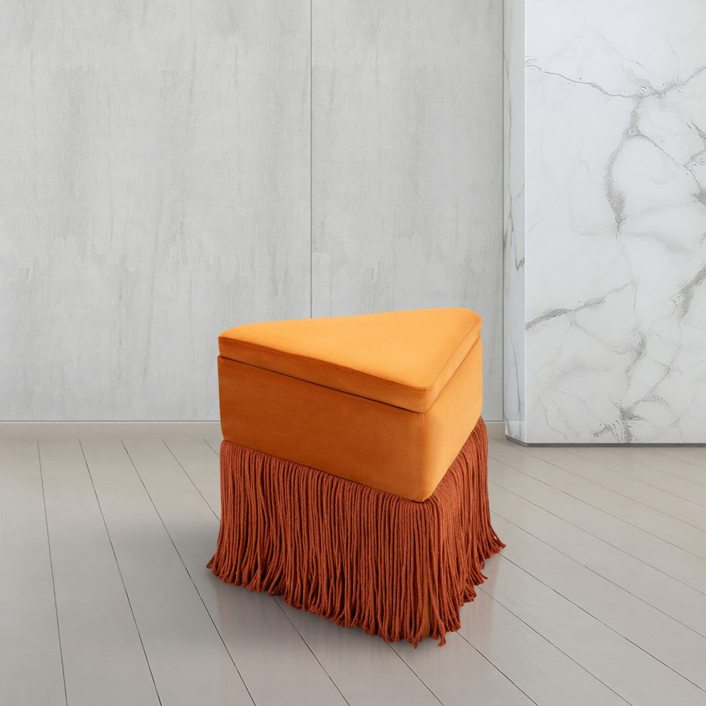 Trivoli Upholstered Ottoman/Stool, Cognac, Velvet