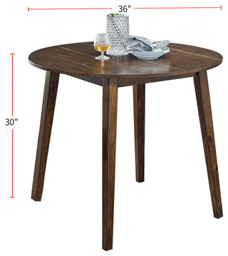 5 Piece Round Dining Table Set with with 4 Chairs, Walnut And Dark Brown