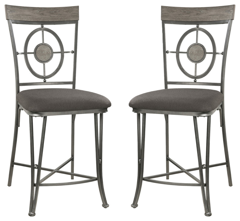 Set of 2 Fabric Counter Height Chair, Gunmetal Finish