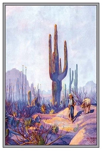 Cactus and Man- Gallery Wrapped Canvas Art 28" x 42"