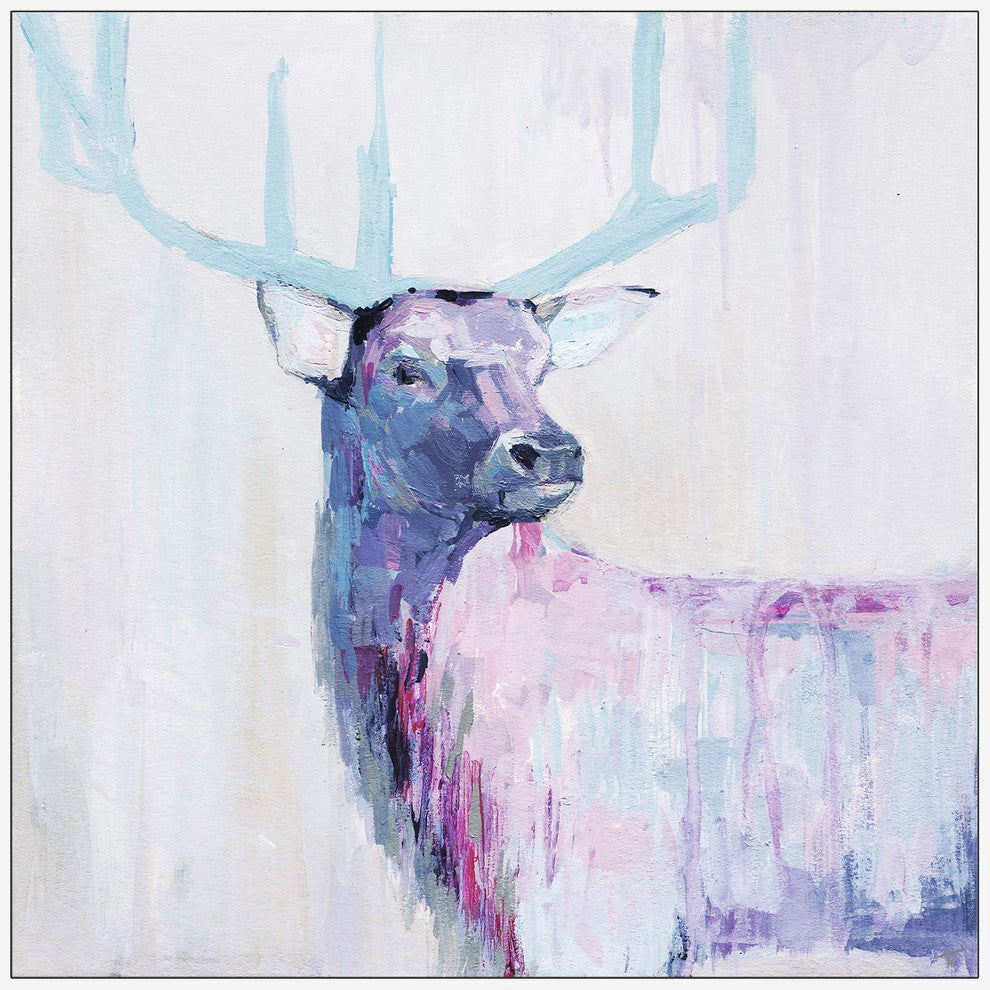 "Le Cerf" Floater Framed Painting Print on Canvas, 12"x12"