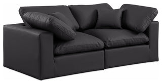 Comfy Upholstered Modular Sofa, Black, 2-Piece: 2 Corner Chair, Vegan Leather