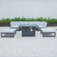 LeisureMod Chelsea 7-Piece Outdoor Sectional With Fire Pit Table, Light Gray