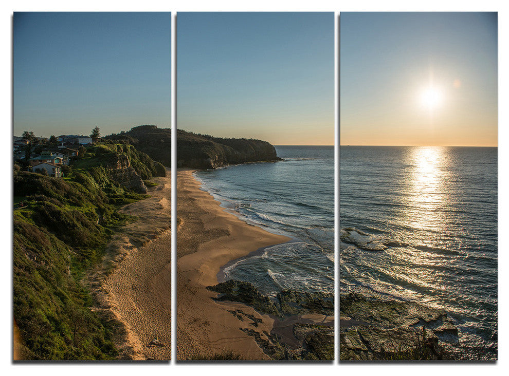 "Clam Sea Waters at Sydney beach" Metal Wall Art, 3 Panels, 36"x28"