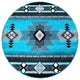 Angie Collection Round 5' x 5' Turquoise Traditional Southwestern Style Area Rug
