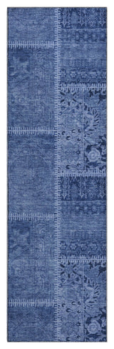 Premium Machine Washable Mayfield AMF635 Navy 2'3" x 7'6" Runner Rug