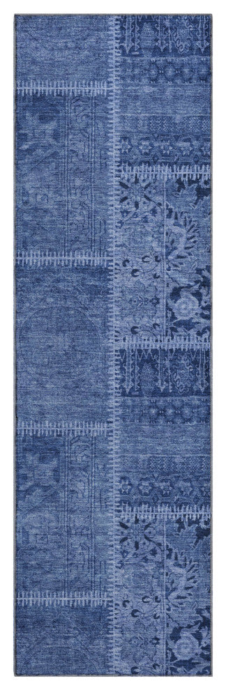 Premium Machine Washable Mayfield AMF635 Navy 2'3" x 7'6" Runner Rug