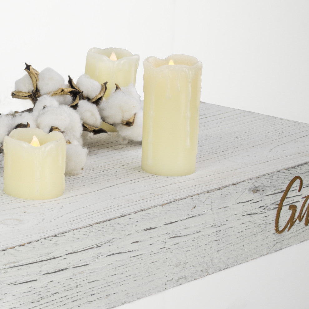 Floating Wall Shelf with "Gather" Text Engraving