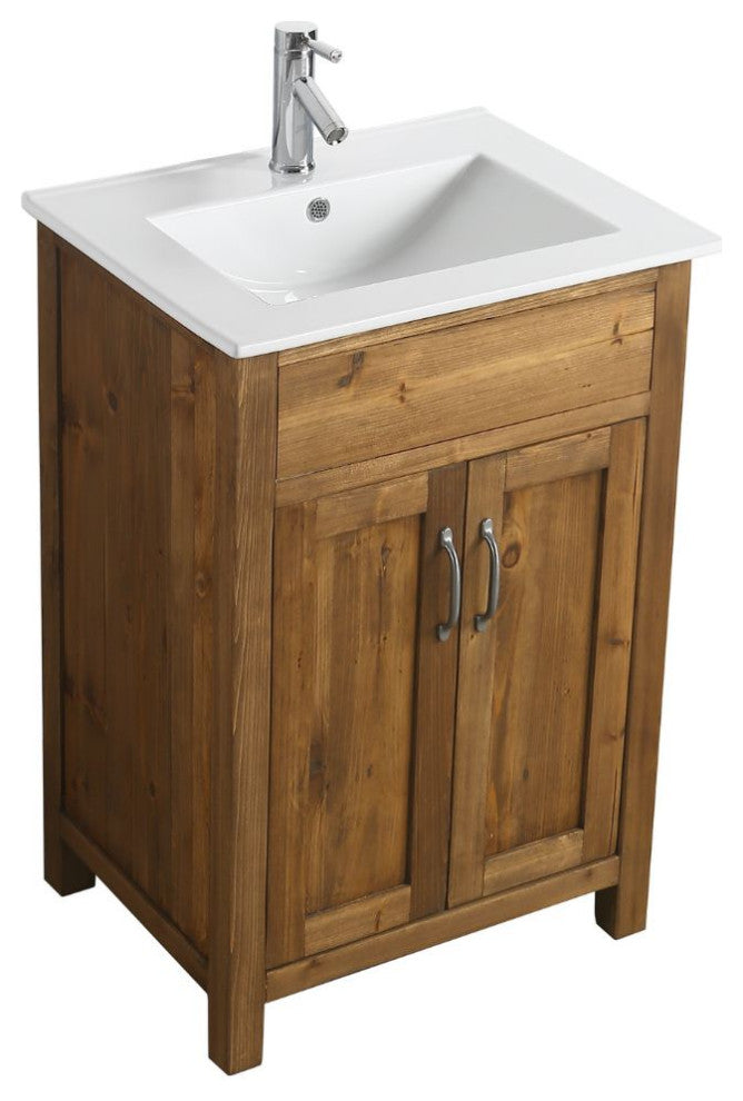Design Element Bryson 24" Reclaimed Wood Single Sink Bathroom Vanity In Walnut