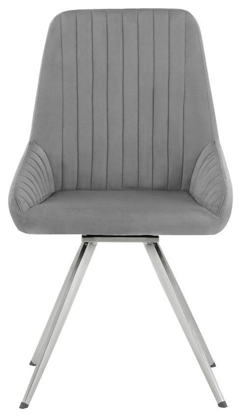 Armen Living Skye 19" Modern Fabric Dining Room Chairs in Gray (Set of 2)