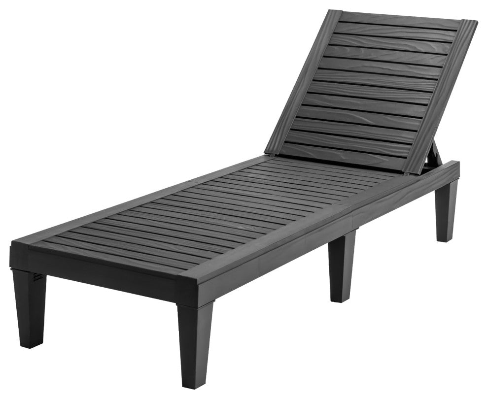 Costway Patio Lounge Chair Chaise Recliner Weather Resistant Adjustable Black