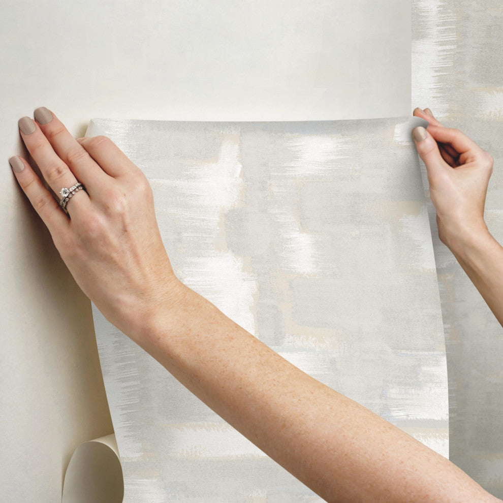 Gray Modern Ikat Peel and Stick Wallpaper Gray By Roommates