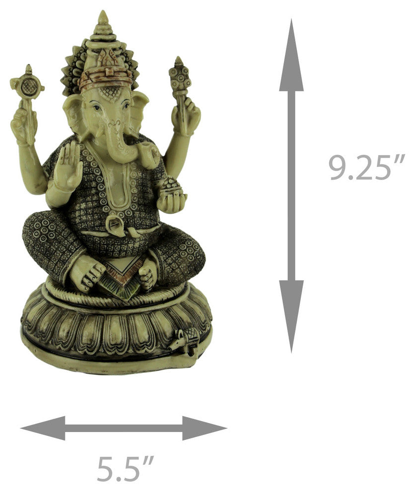 Lord Ganesha On Lotus Flower Statue