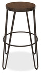 Tully Backless 30 Bar Stools, Set of 4, Bronze Legs, Wooden Seat