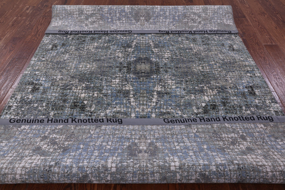 Abstract Wool and Silk Handmade Rug 6' 0" X 9' 2" Q8893